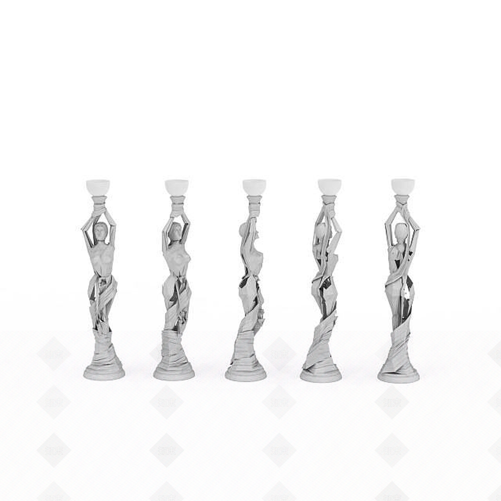 现代女性灯台雕塑3D模型下载【ID:1197217736】