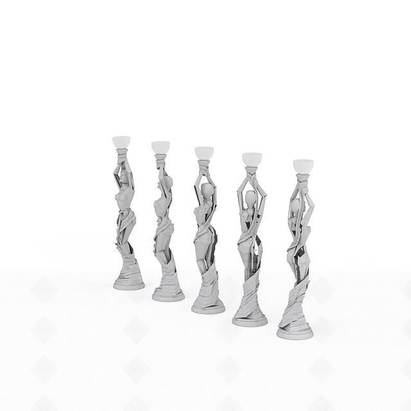 现代女性灯台雕塑3D模型下载【ID:1197217736】