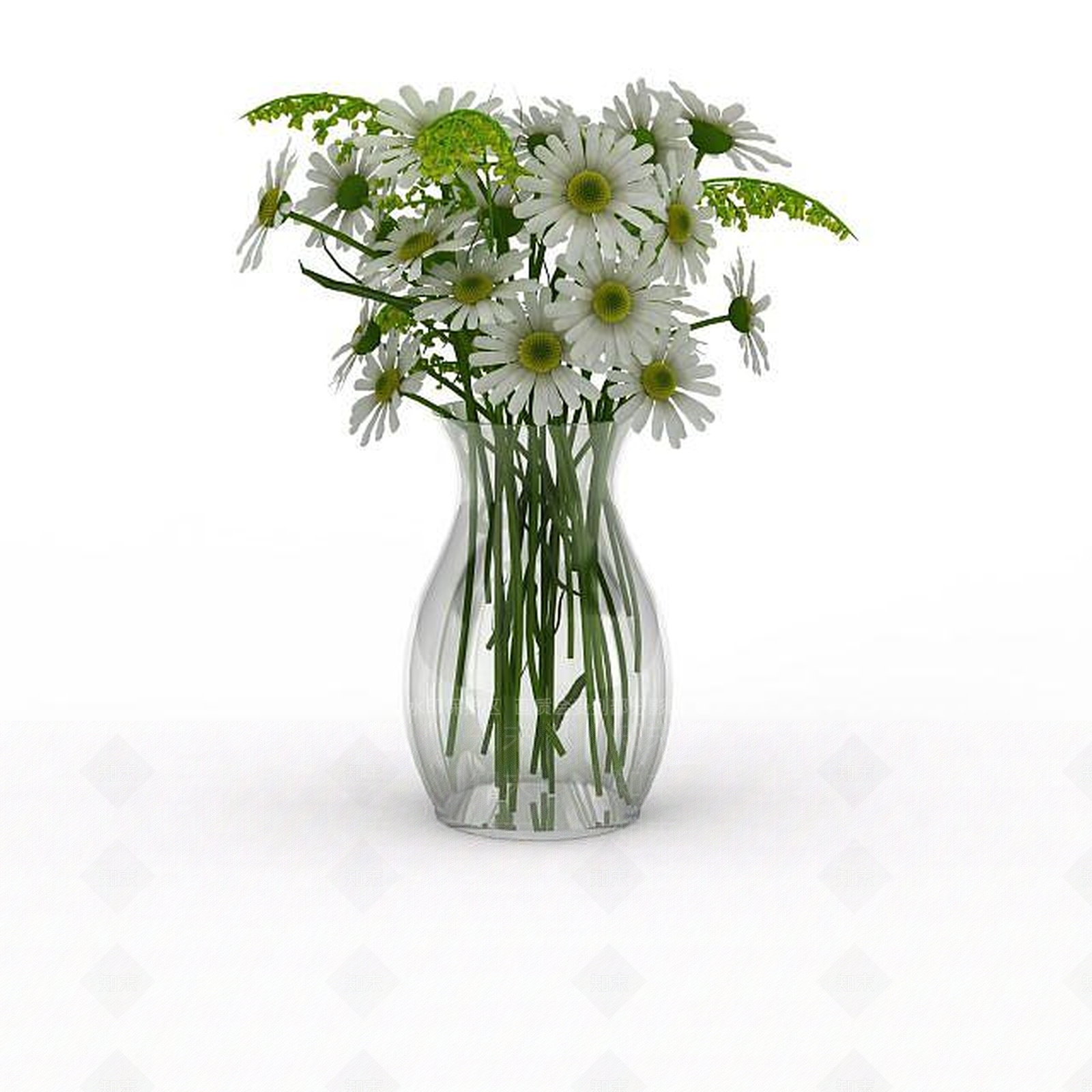 现代白色菊花插花3D模型下载【ID:1197217852】