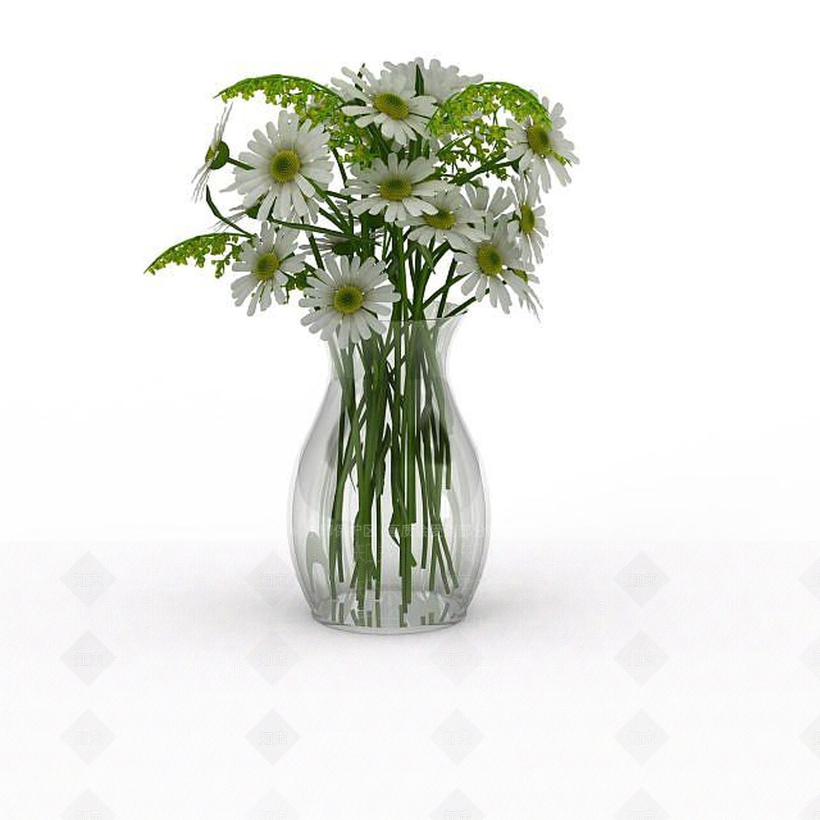 现代白色菊花插花3D模型下载【ID:1197217852】