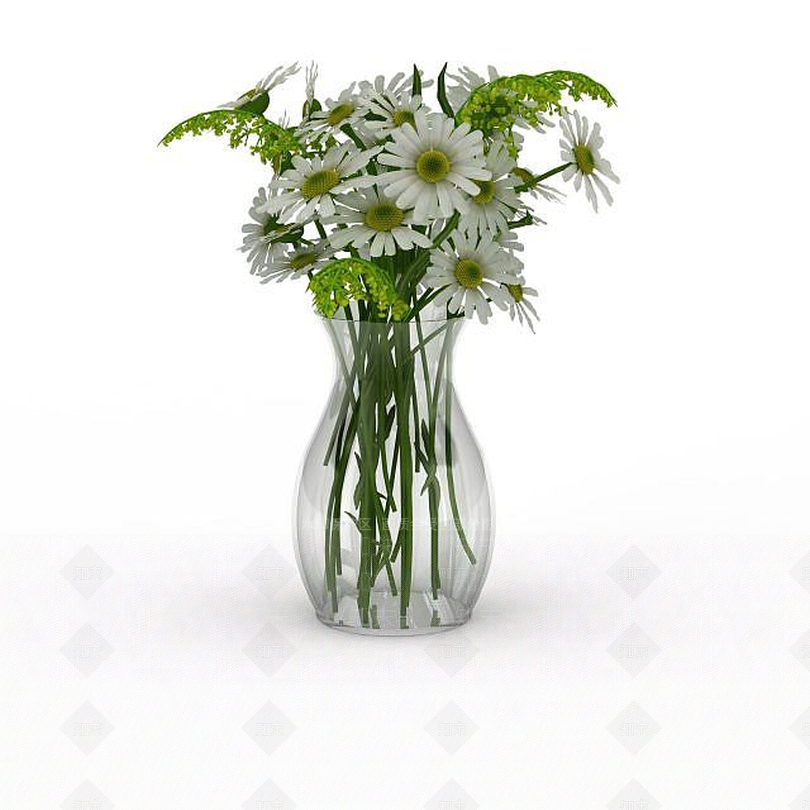 现代白色菊花插花3D模型下载【ID:1197217852】