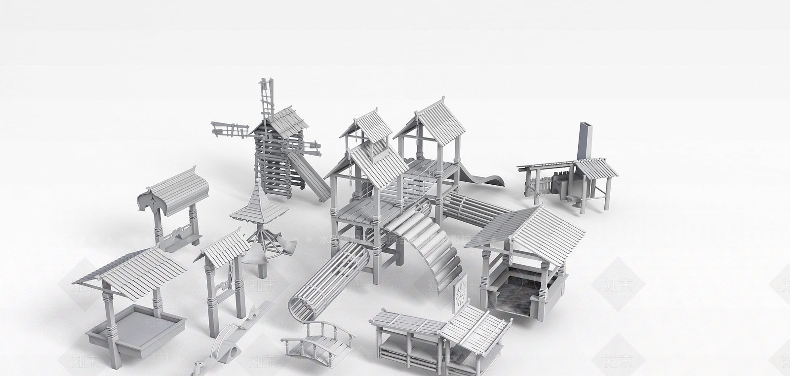 现代儿童户外游乐场3D模型下载【ID:1197218124】