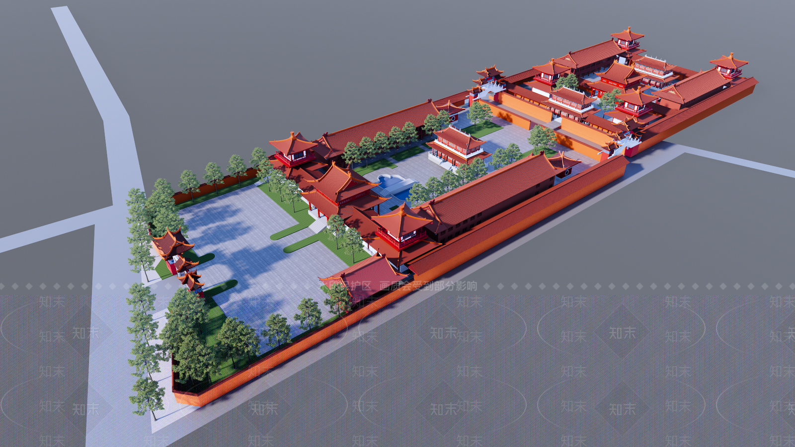 中式寺庙建筑SU模型下载【ID:1197218696】