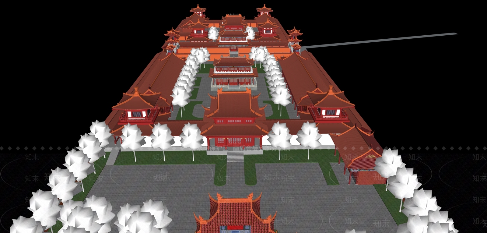 中式寺庙建筑SU模型下载【ID:1197218696】