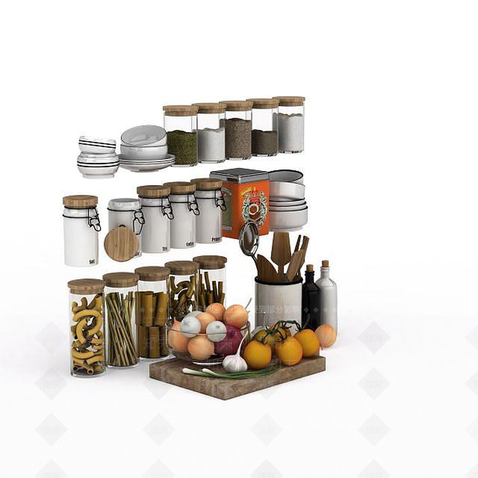 现代厨房调料3D模型下载【ID:1197218364】