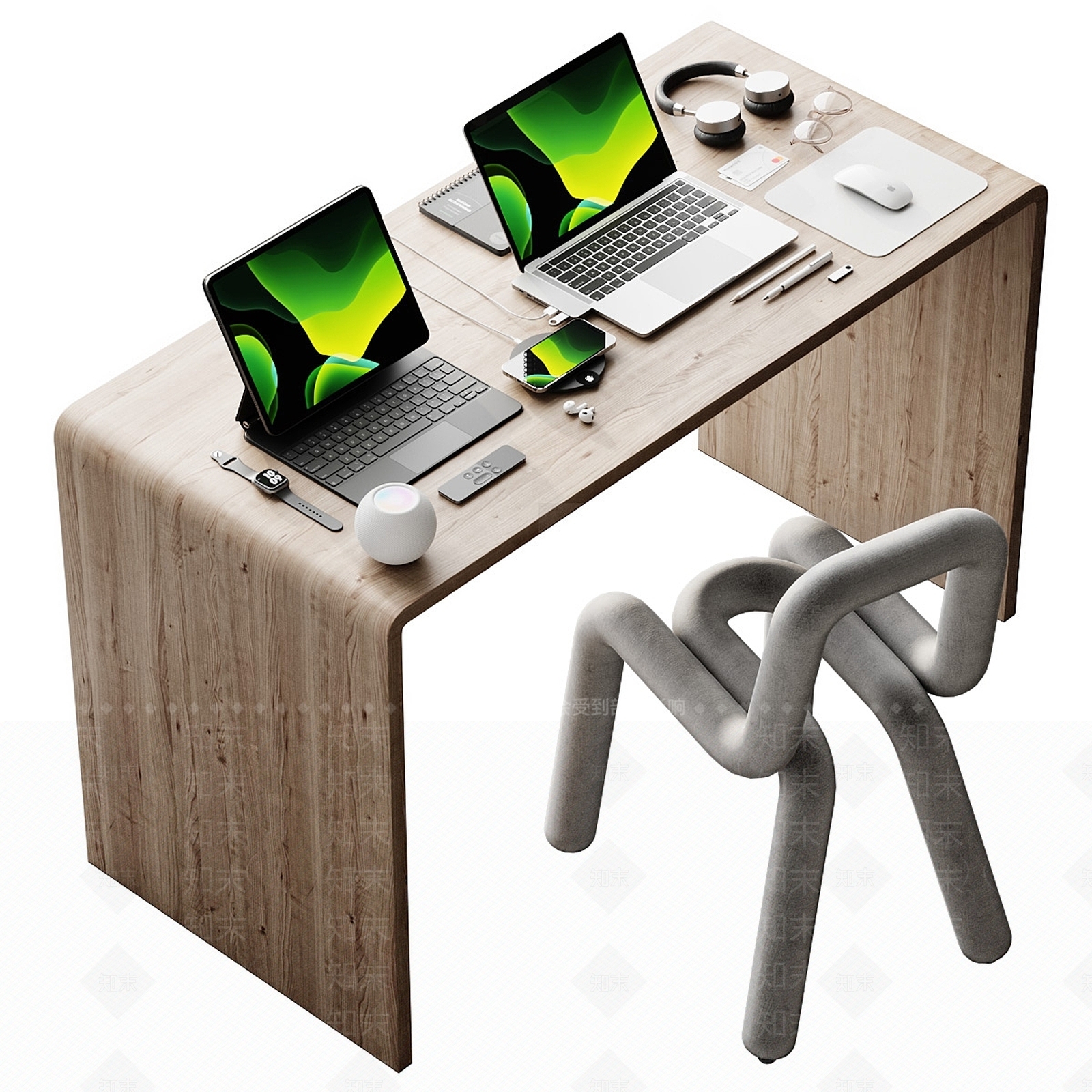 办公桌椅3D模型下载【ID:1197219427】