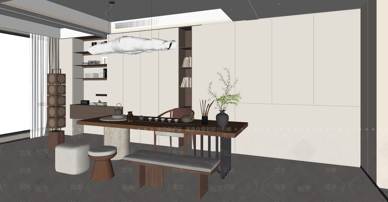 现代中古茶室SU模型下载【ID:1197220414】