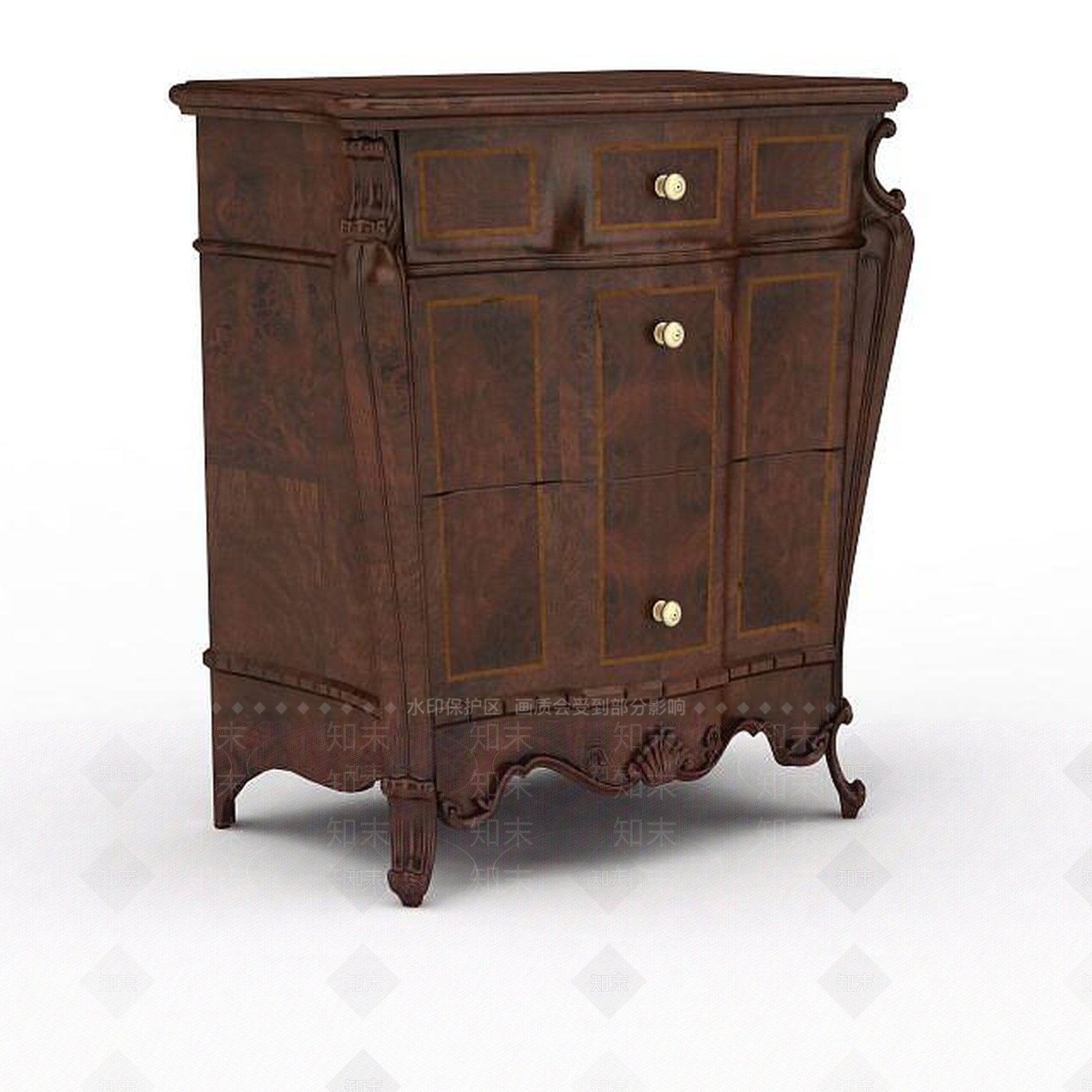 现代实木边柜3D模型下载【ID:1197220049】