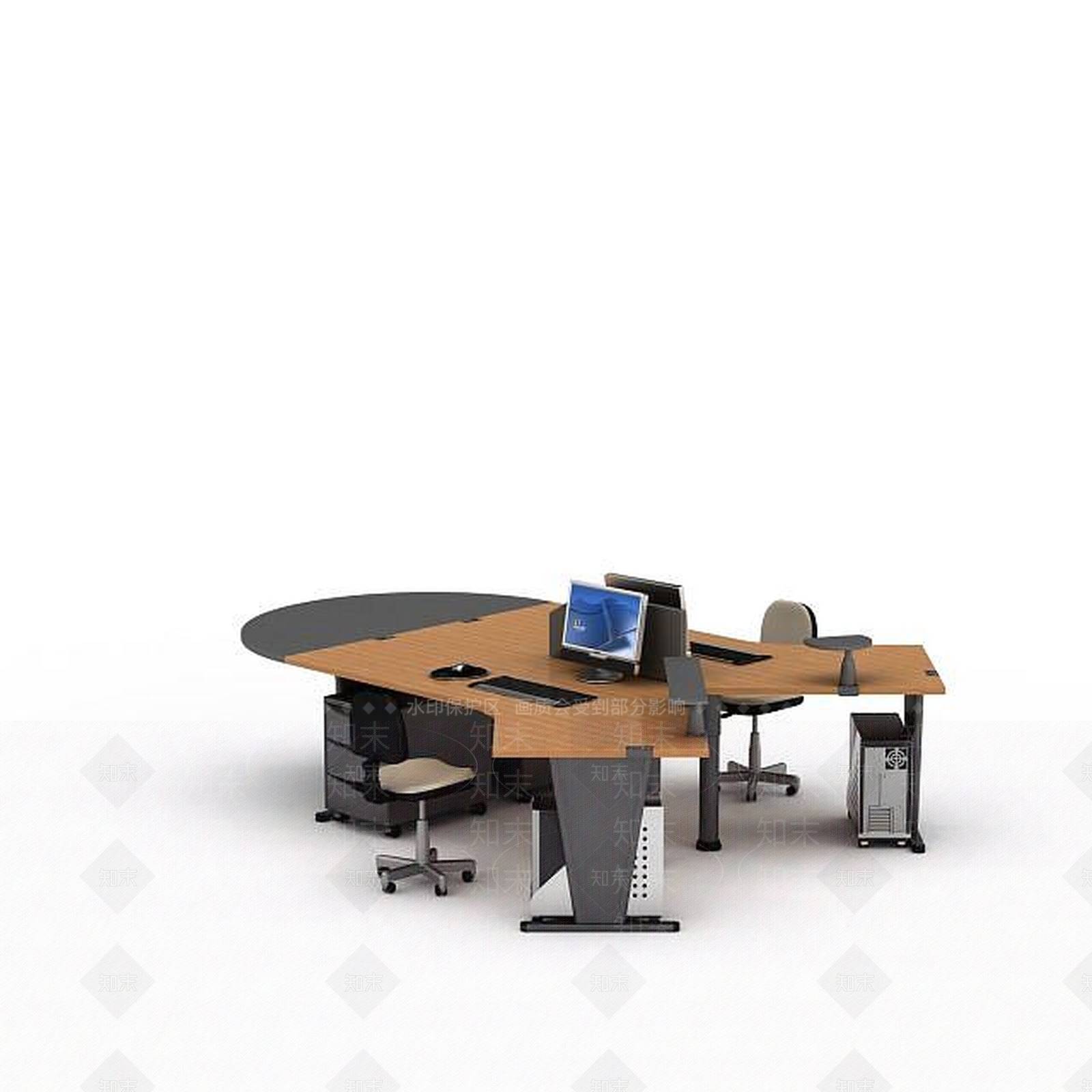 现代时尚办公桌椅3D模型下载【ID:1197220240】