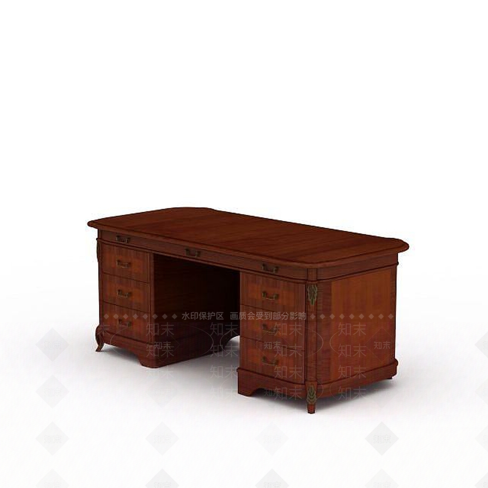 现代实木办公桌椅3D模型下载【ID:1197220490】