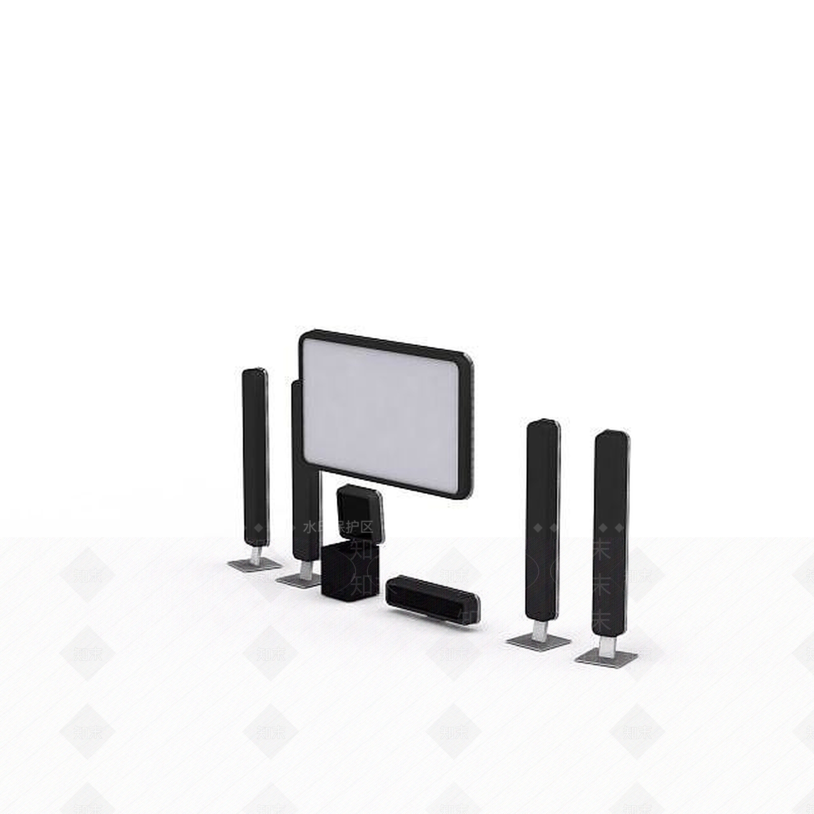 现代360度环绕音响3D模型下载【ID:1197223984】