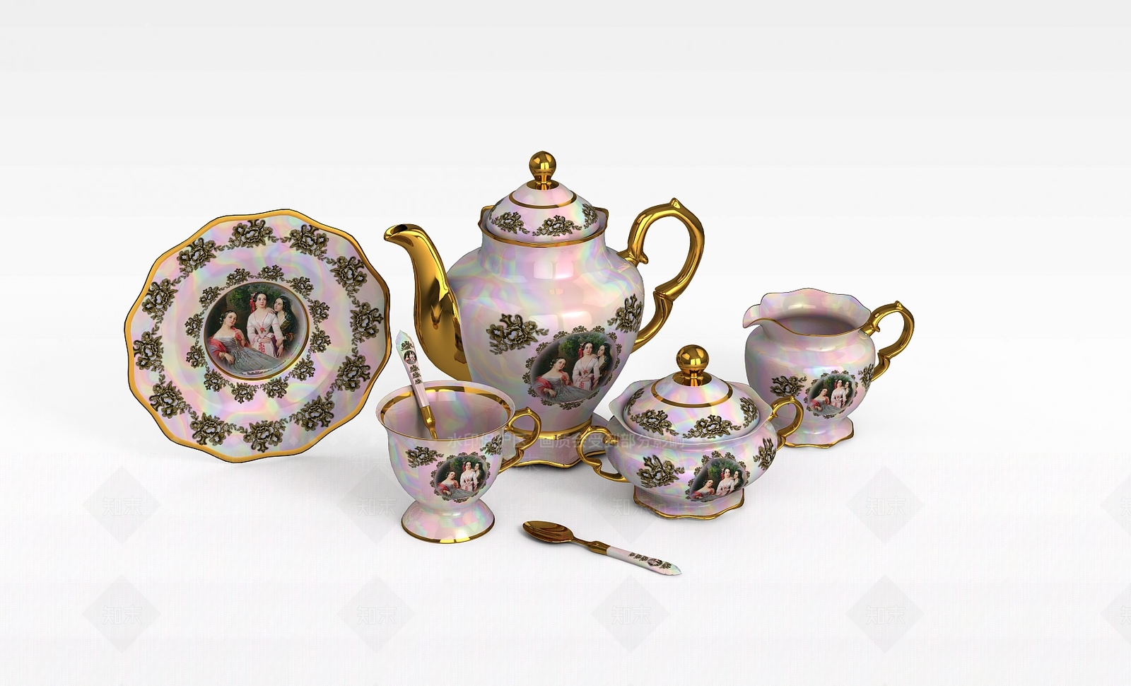 欧式古典欧式茶具3D模型下载【ID:1197224825】