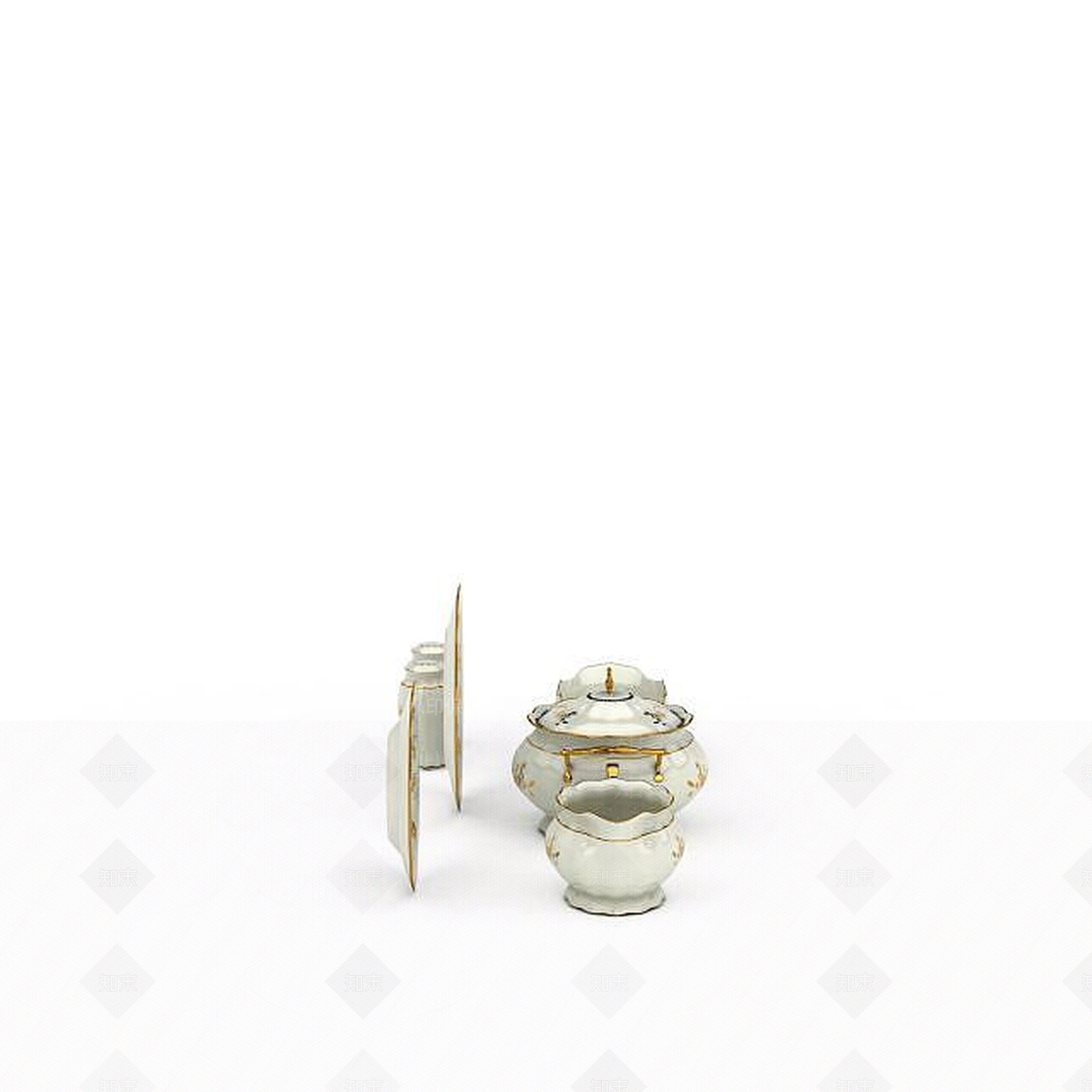 现代英式家用茶具3D模型下载【ID:1197224930】