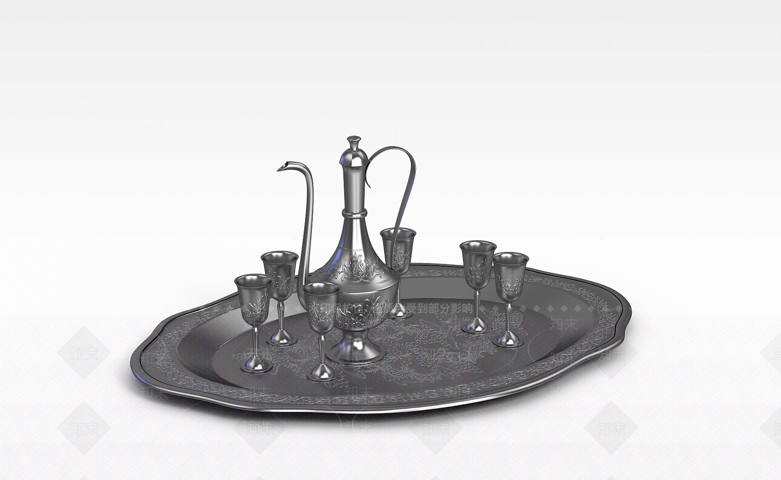 现代西域银质酒杯3D模型下载【ID:1197225088】