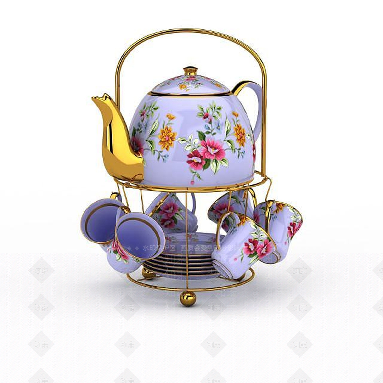 中式现代茶具3D模型下载【ID:1197225143】