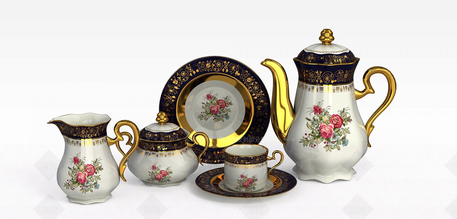 欧式古典欧式家用茶具3D模型下载【ID:1197225159】