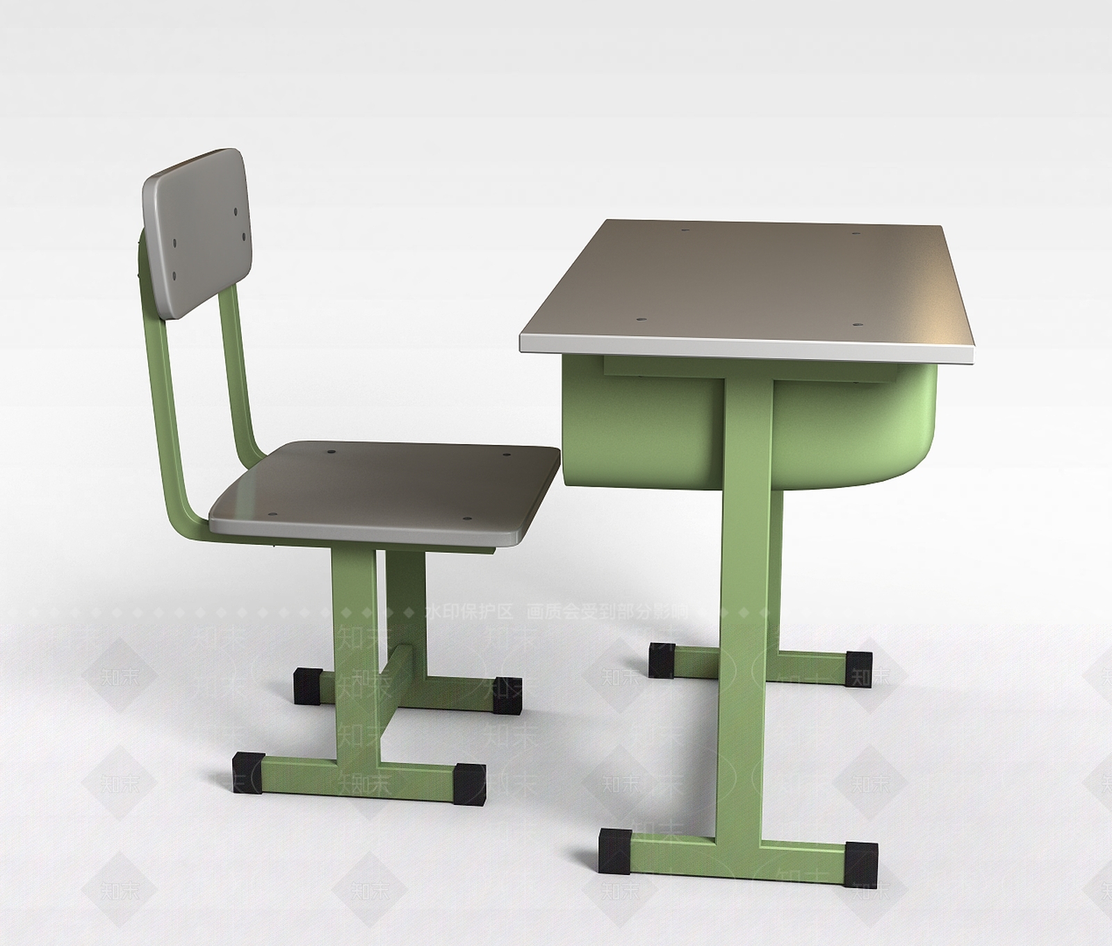 现代学生书桌3D模型下载【ID:1197226031】