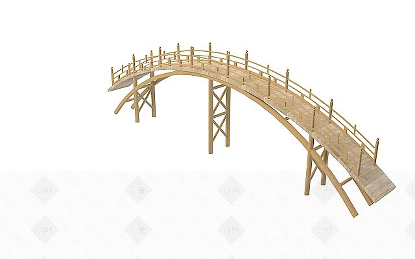 现代木质拱桥3D模型下载【ID:1197227412】