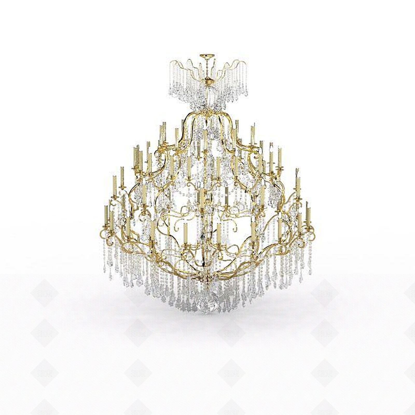 现代客厅水晶吊灯3D模型下载【ID:1197227552】