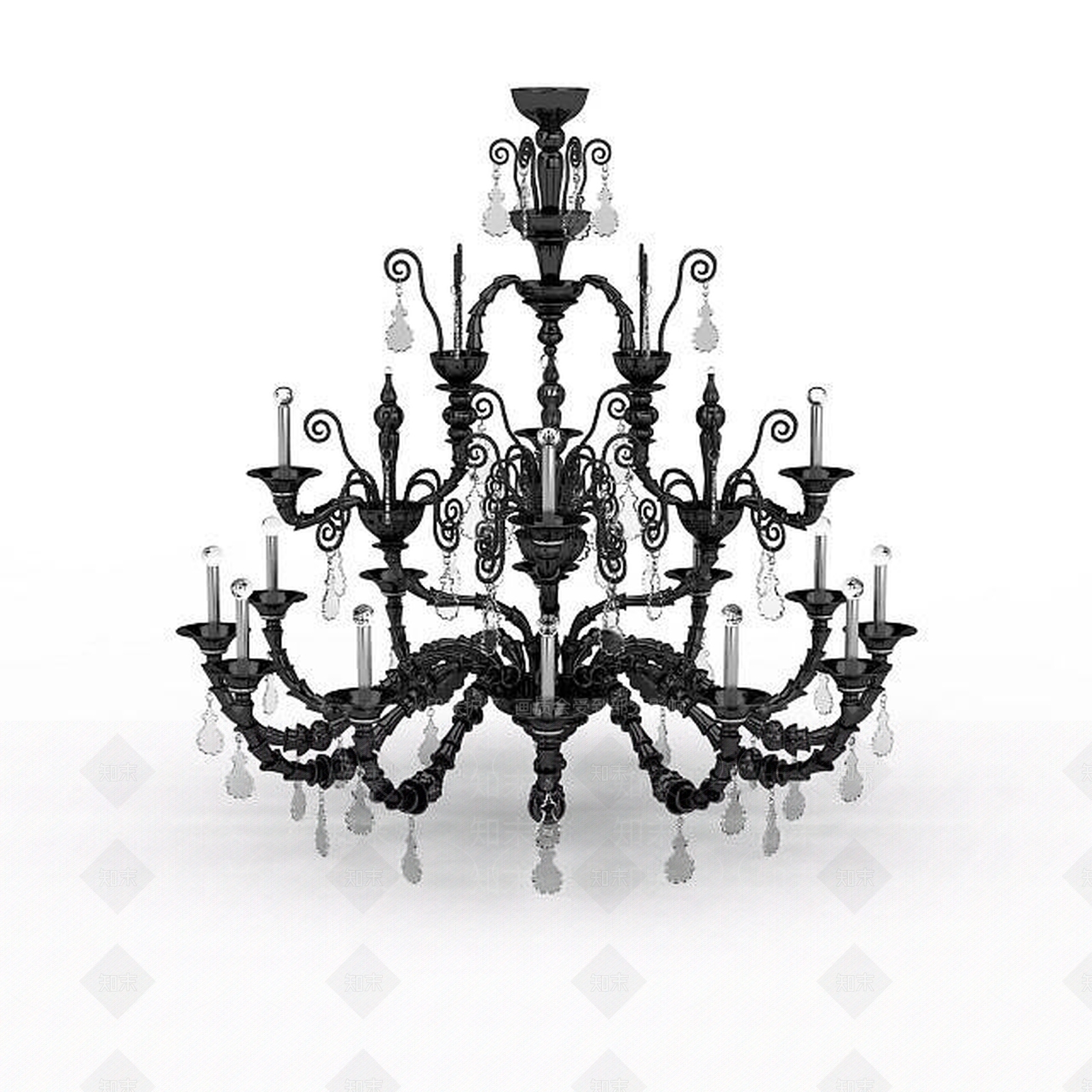 现代教堂蜡烛吊灯3D模型下载【ID:1197227612】