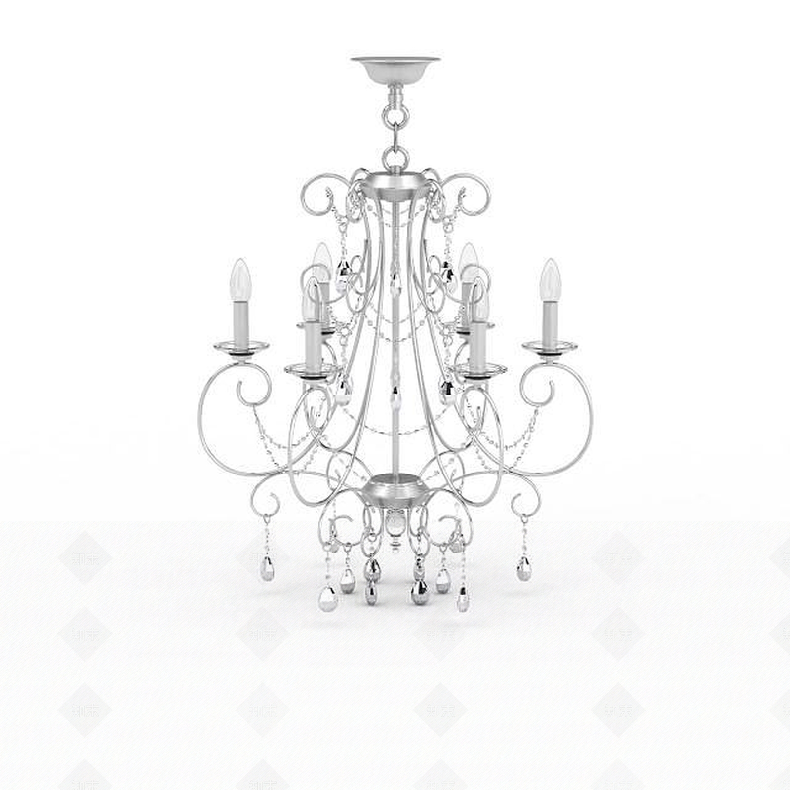 现代银质蜡烛吊灯3D模型下载【ID:1197227758】