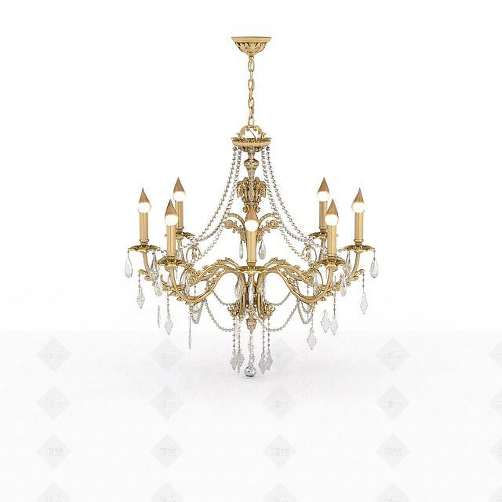 现代水晶蜡烛吊灯3D模型下载【ID:1197228108】