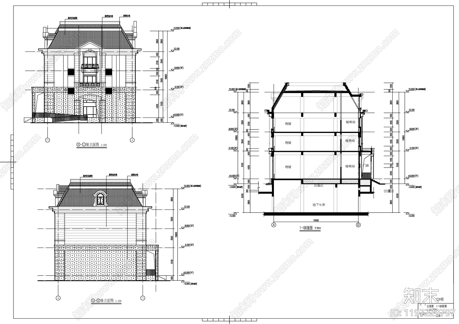 现代欧式商业街cad施工图下载【ID:1197229797】