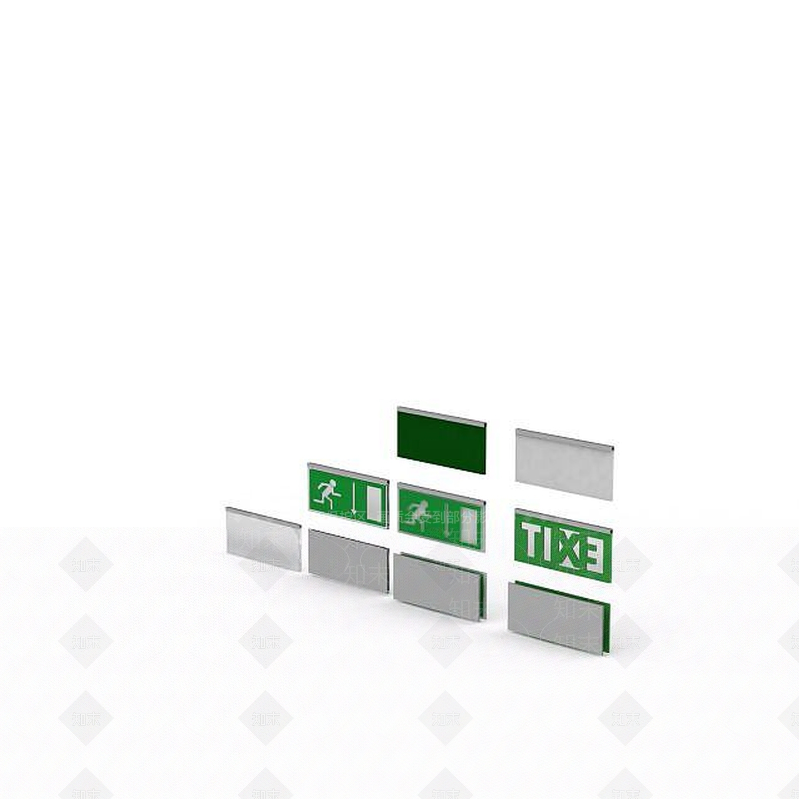 现代应急照明灯标牌3D模型下载【ID:1197233871】