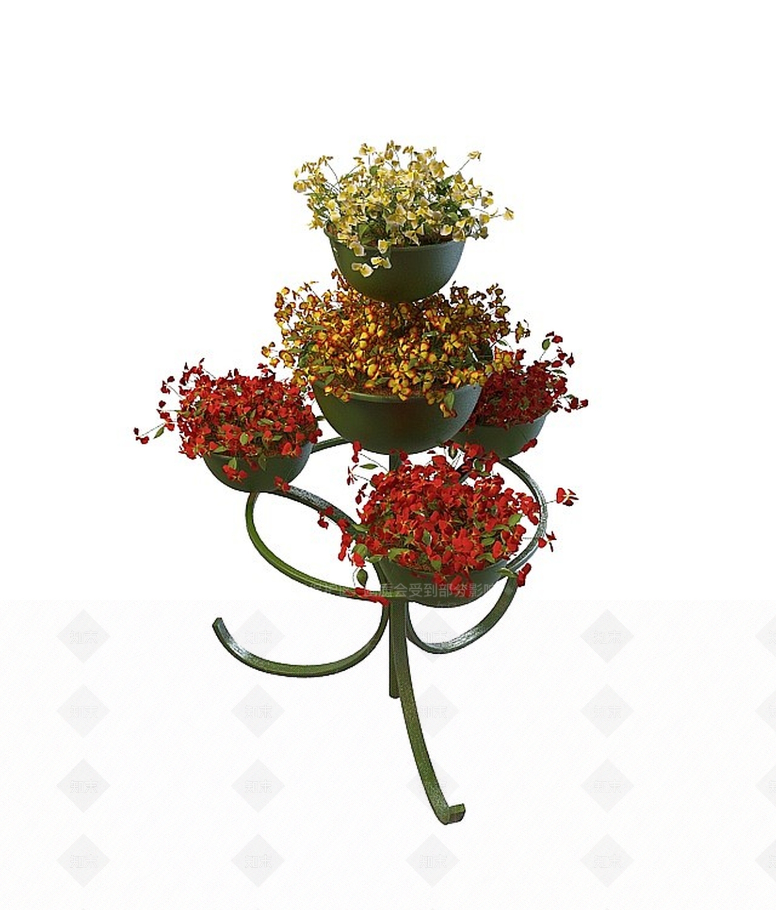 现代铁艺花架3D模型下载【ID:1197234279】