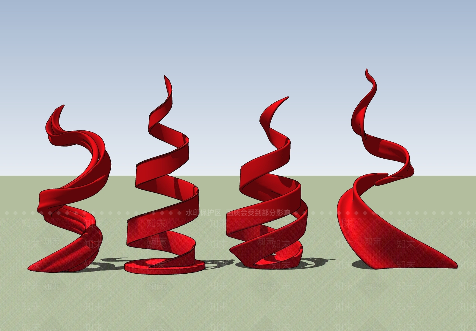 现代新中式雕塑小品SU模型下载【ID:1197237008】