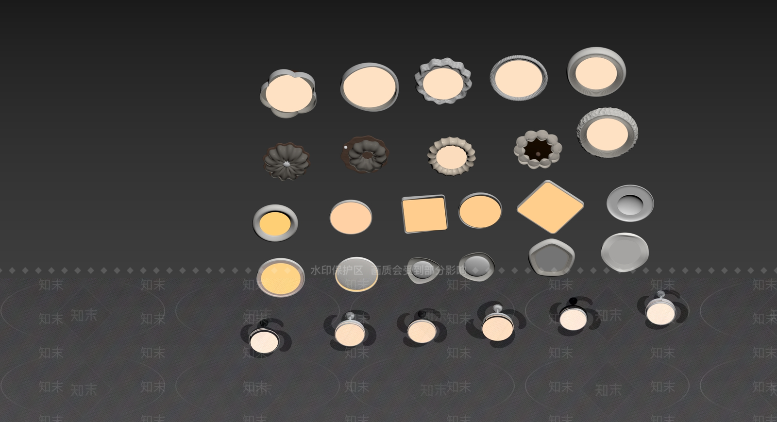 现代吸顶灯SU模型下载【ID:1197237830】