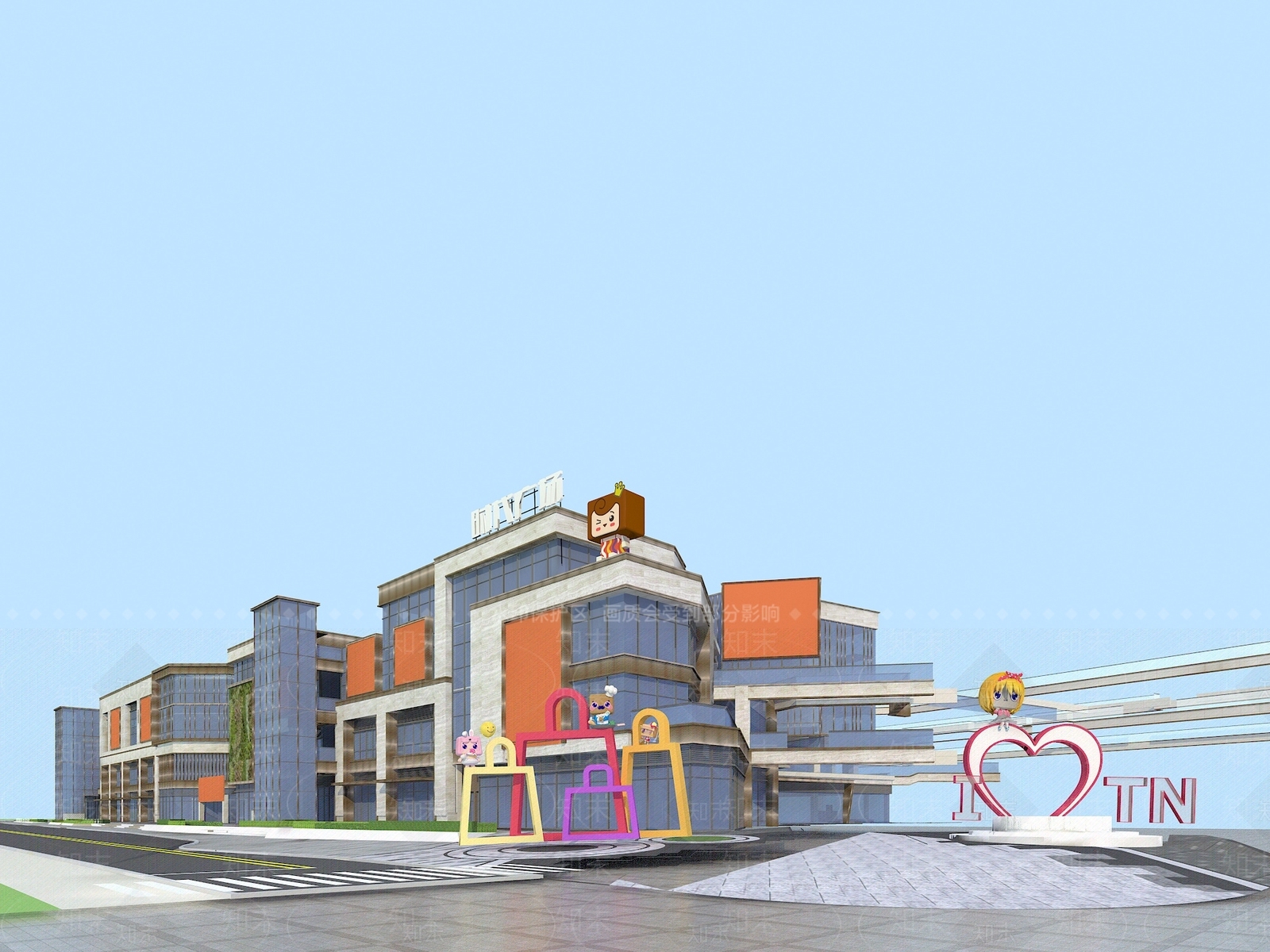 现代商业街3D模型下载【ID:1197242516】