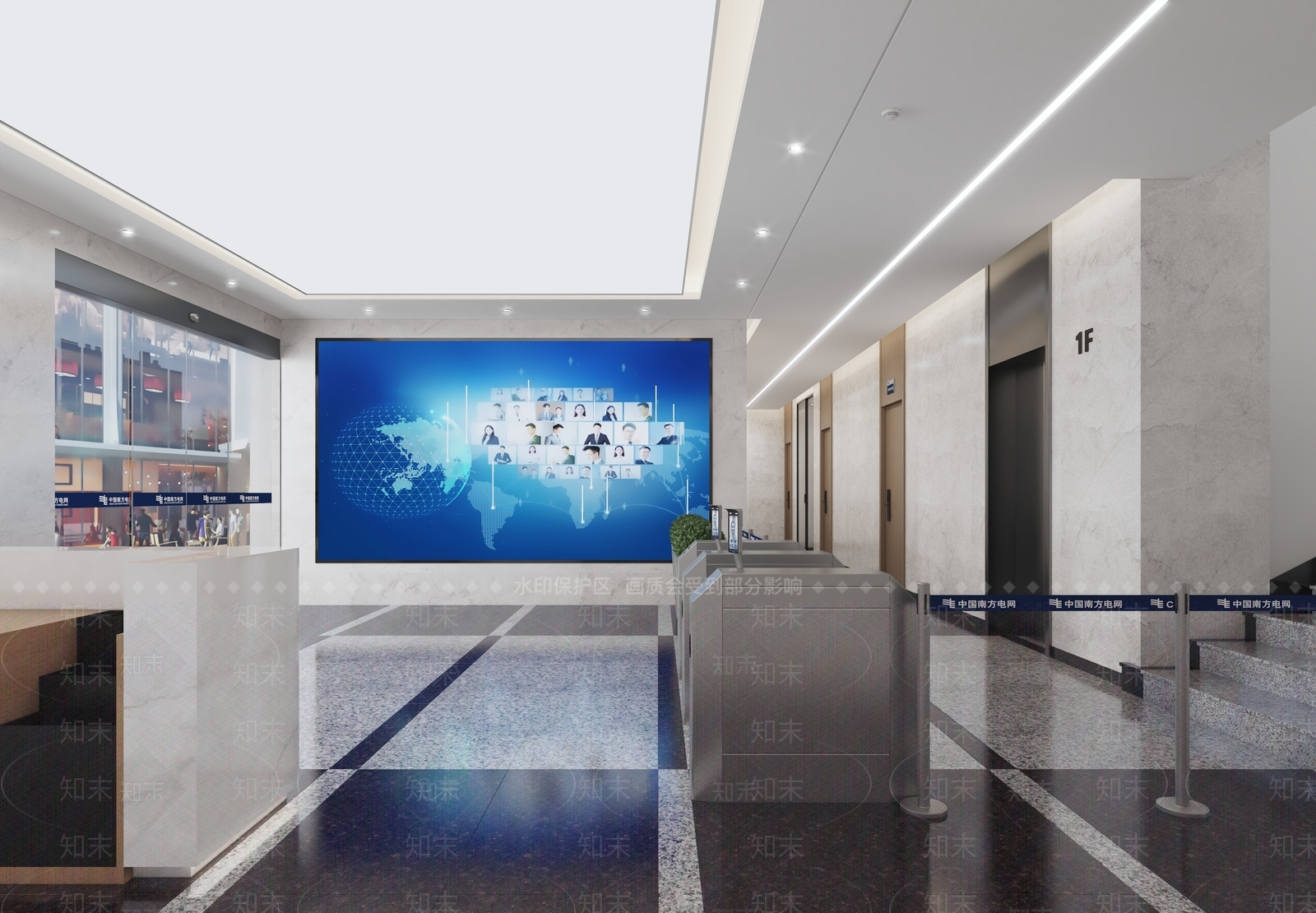 现代办公大厅3D模型下载【ID:1197250601】