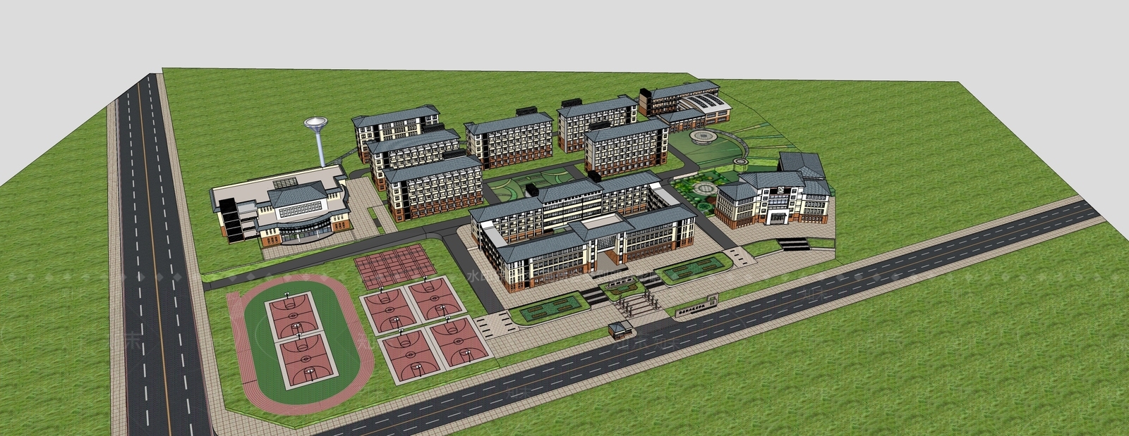 现代学校建筑SU模型下载【ID:1197250363】
