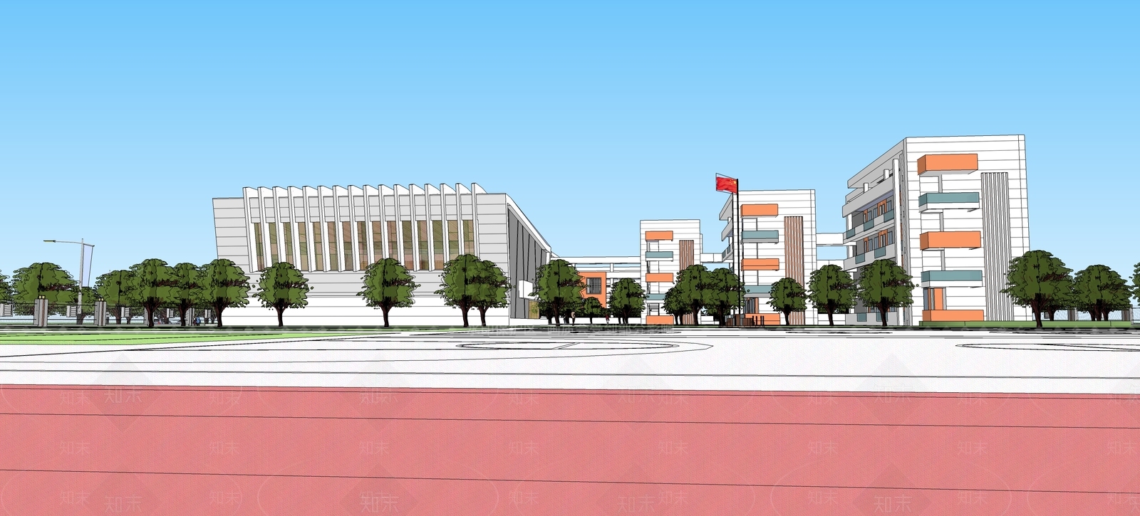 现代学校建筑SU模型下载【ID:1197250379】