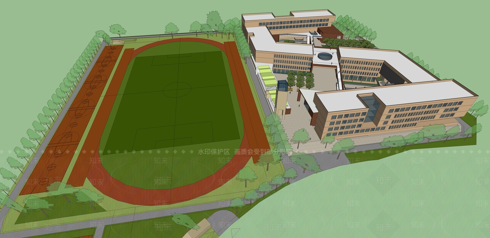 现代学校建筑SU模型下载【ID:1197250798】