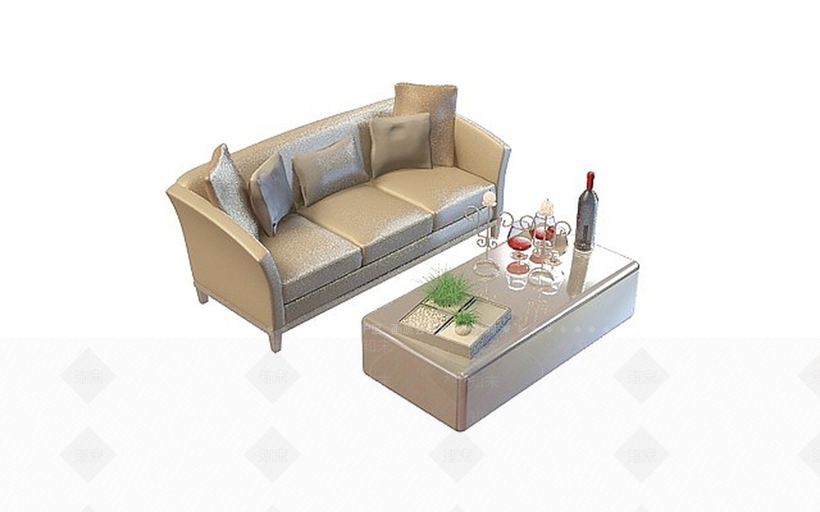 现代沙发组合3D模型下载【ID:1200012552】