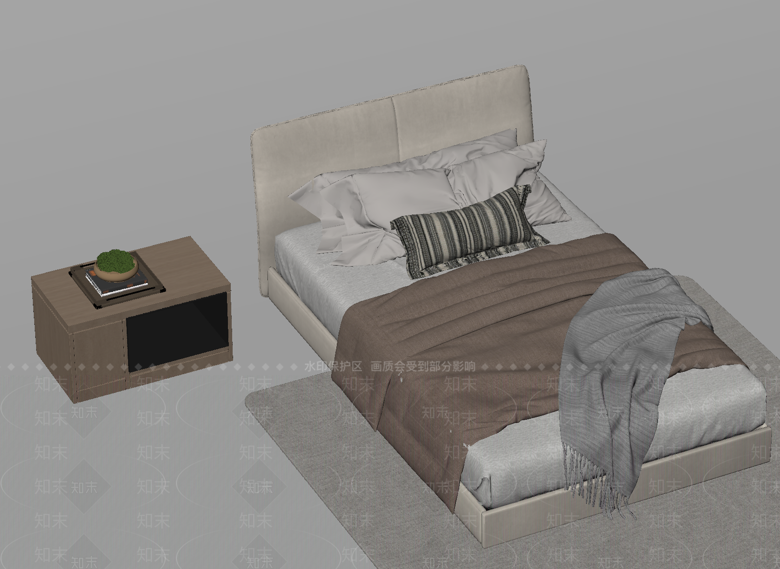 现代单人床SU模型下载【ID:1197260530】