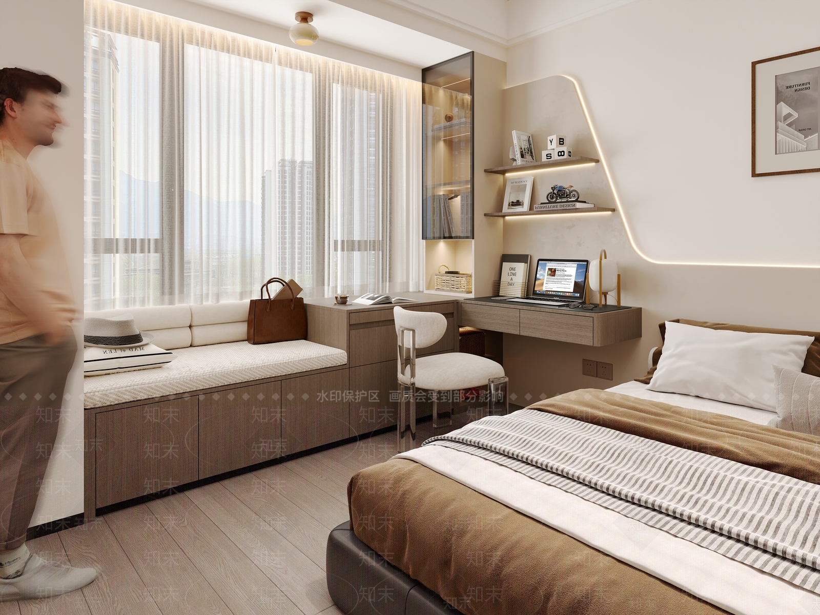 现代奶油飘窗柜3D模型下载【ID:1197271521】