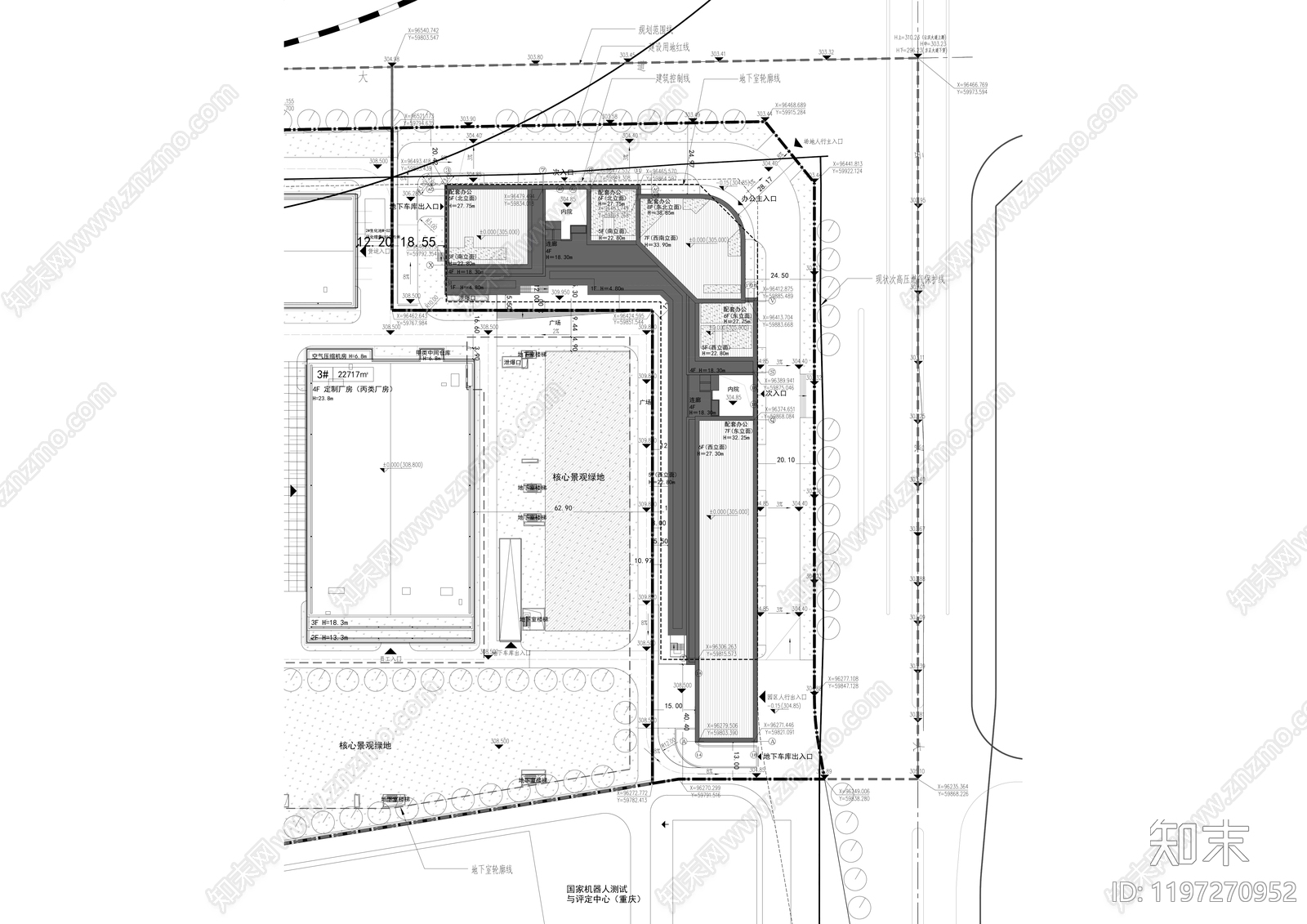 现代办公楼建筑cad施工图下载【ID:1197270952】