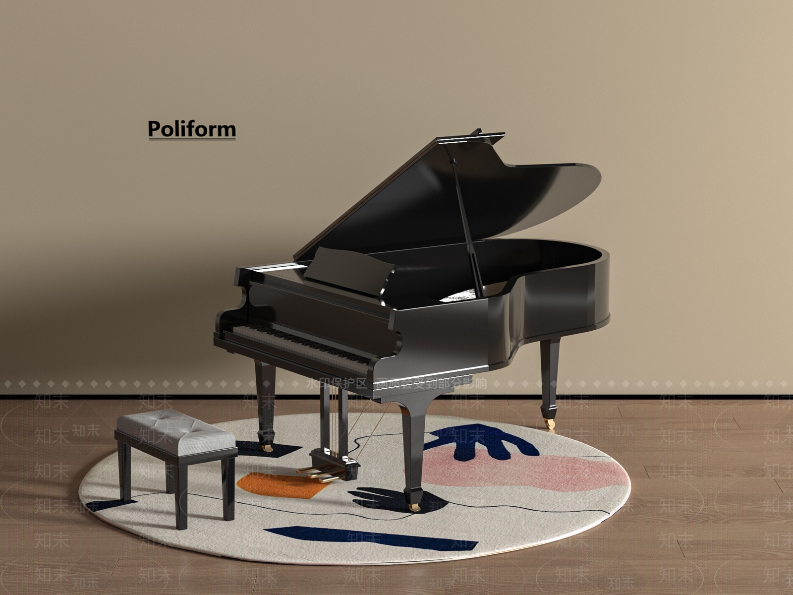 现代钢琴房SU模型下载【ID:1197273136】