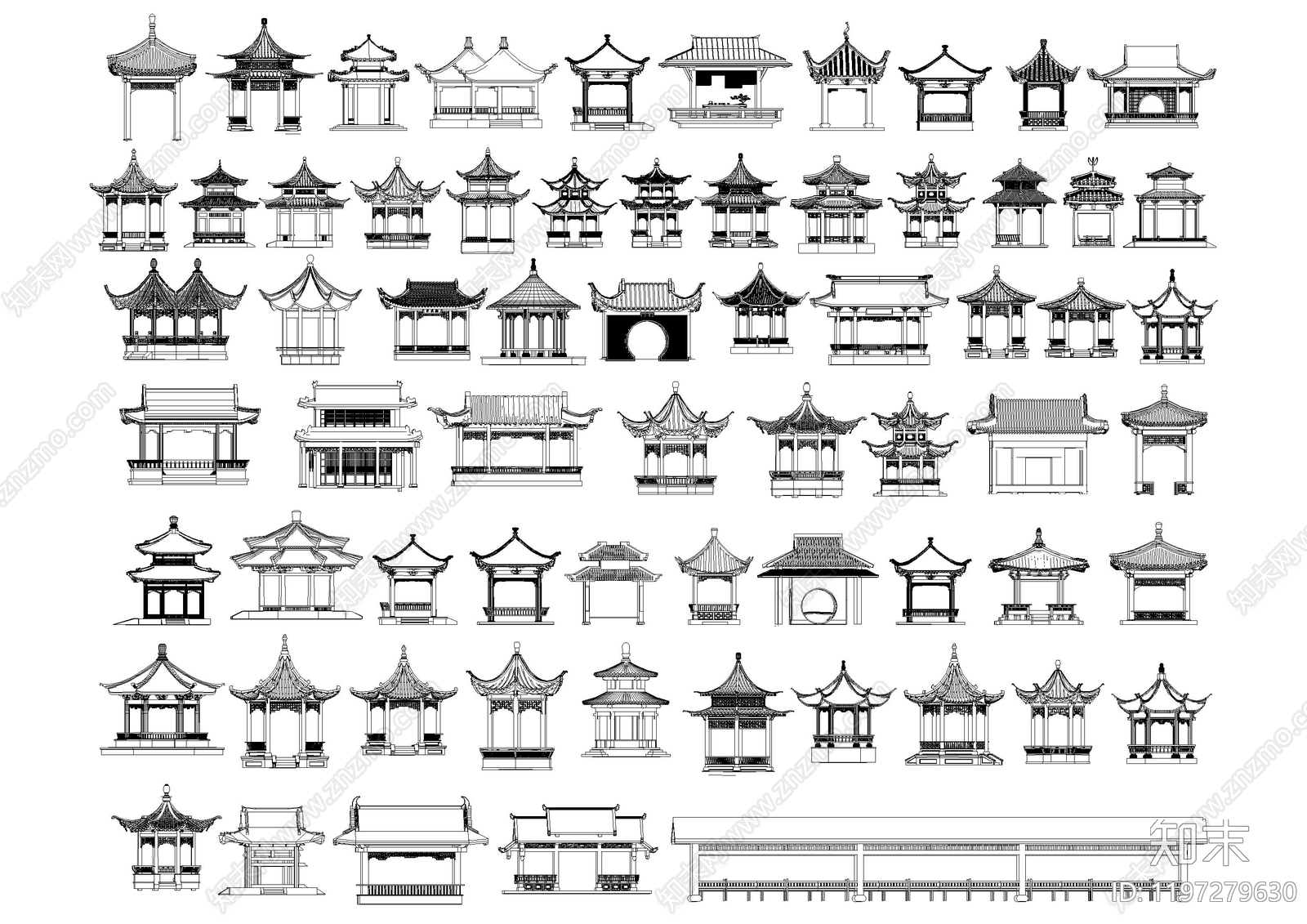 新中式综合硬装构件图库施工图下载【ID:1197279630】