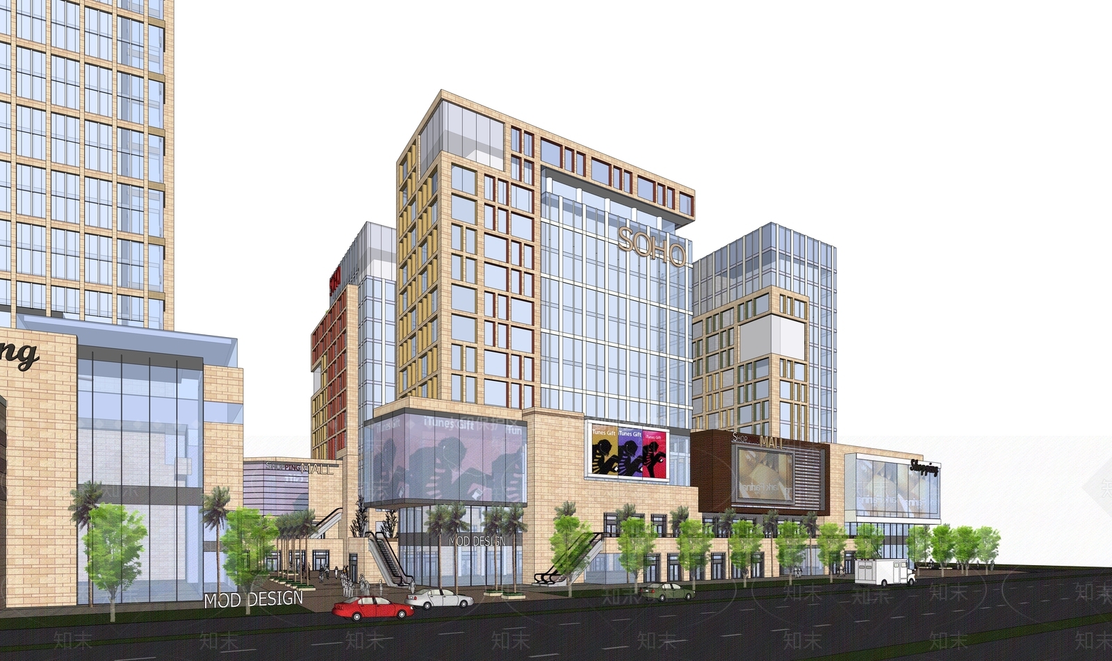 现代极简商场建筑SU模型下载【ID:1197284626】
