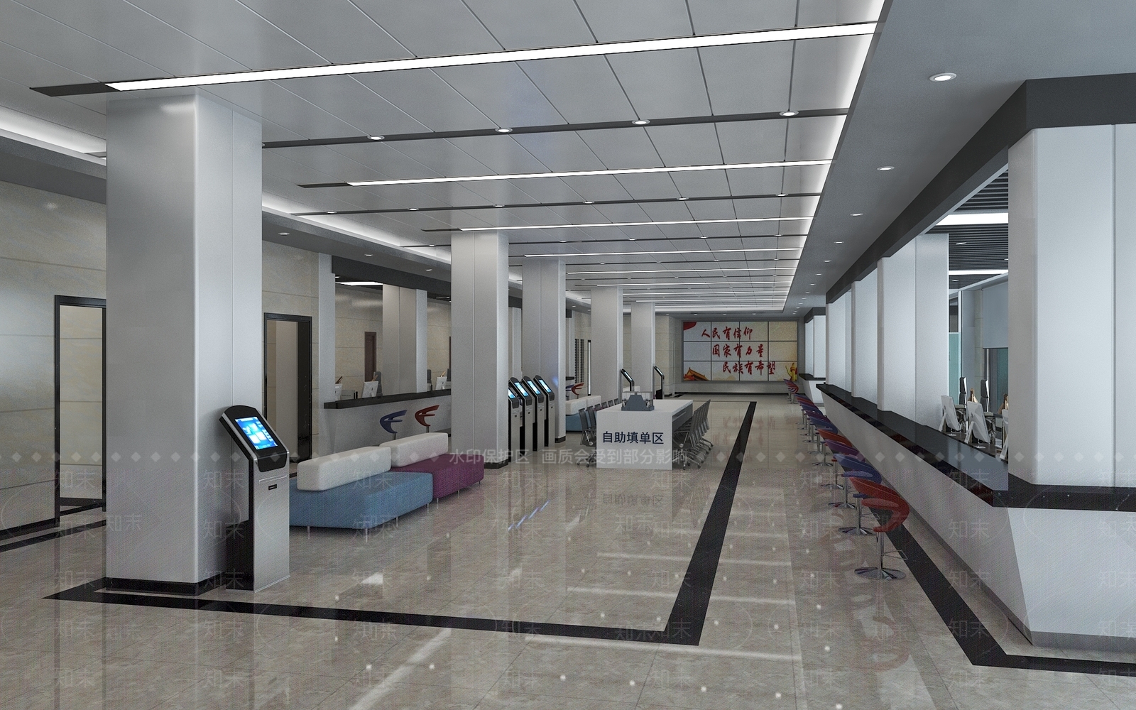 现代简约办公大厅3D模型下载【ID:1197285938】