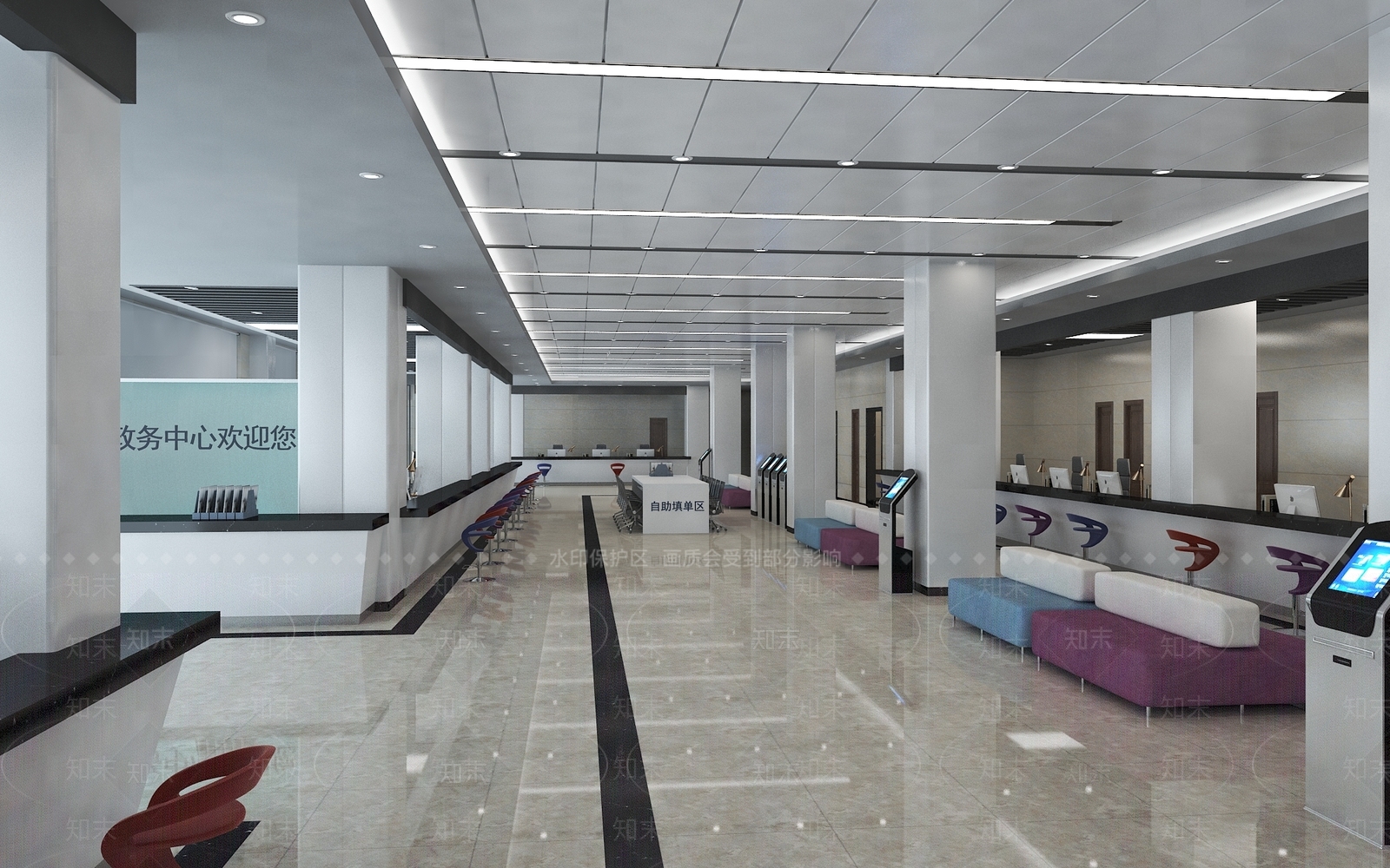 现代简约办公大厅3D模型下载【ID:1197285938】