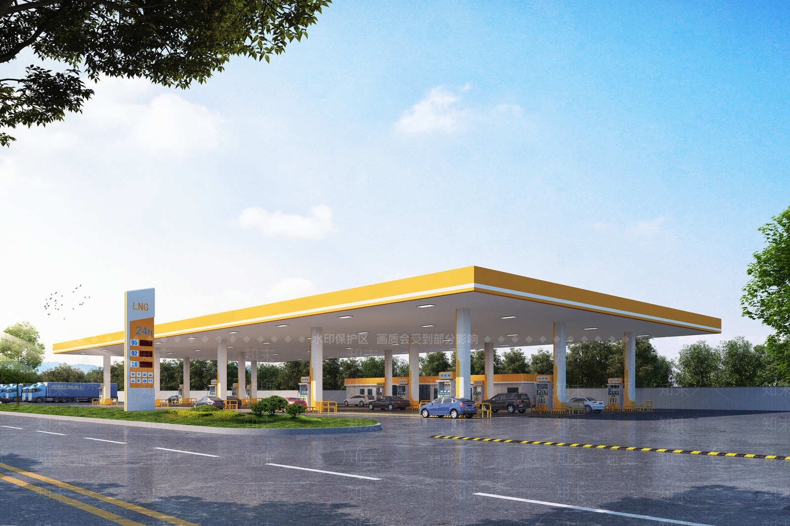 现代加油站3D模型下载【ID:1197292669】