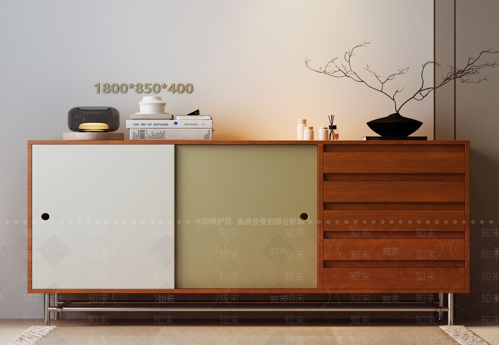 现代中古餐边柜3D模型下载【ID:1197293096】