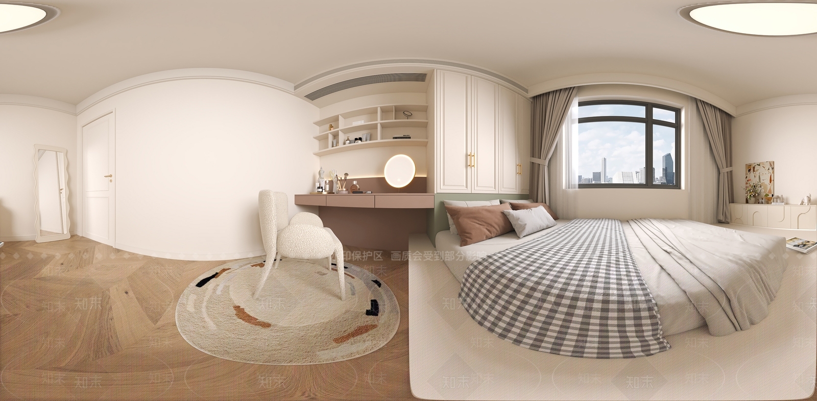 法式奶油榻榻米卧室3D模型下载【ID:1197295105】