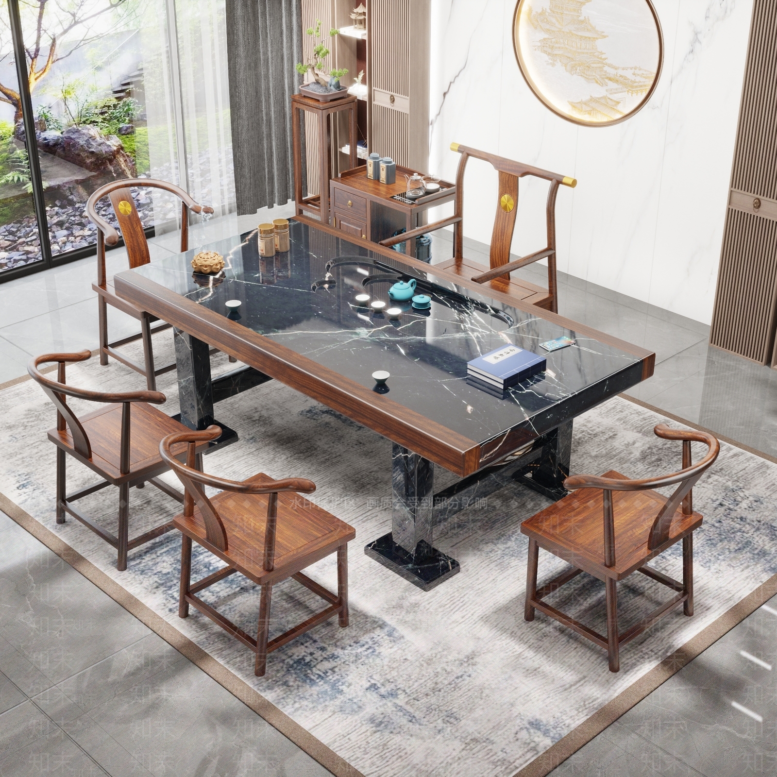 新中式中式茶桌椅3D模型下载【ID:1197304341】