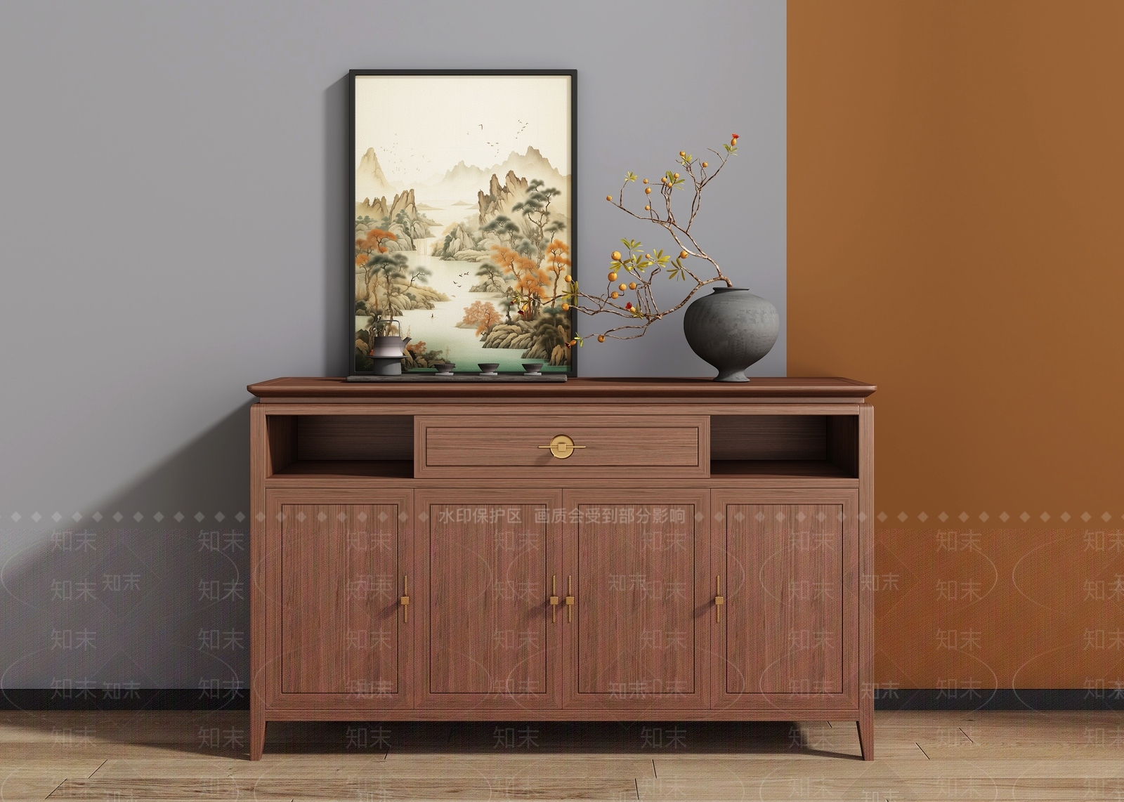 新中式餐边柜3D模型下载【ID:1197305466】